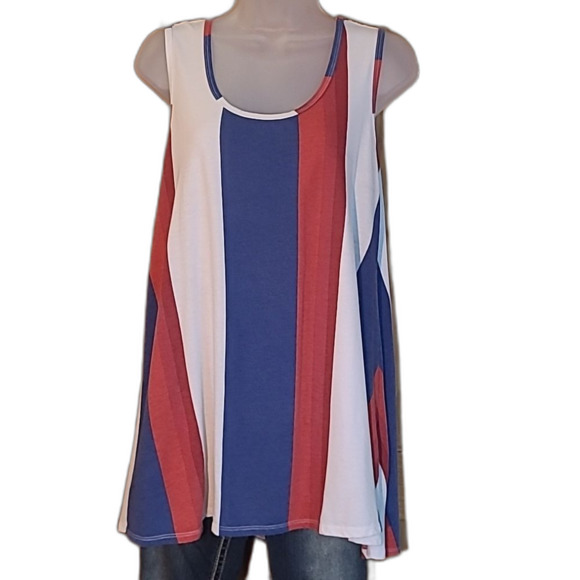 LuLaRoe Flowy Tank Top Asymmetrical Swing Sleeveless Trapeze Oversized Blouse - Picture 1 of 16